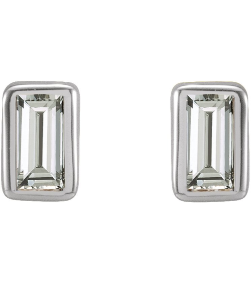 2000410 14K White Set Straight Baguette Natural Diamond Pair 2.5 X 1.5Mm 0.07 Ctw Si2-Si3, Ghi Friction Friction Backs Included Bezel Polished .07 Ctw Natural Diamond Bezel-Set Earrings