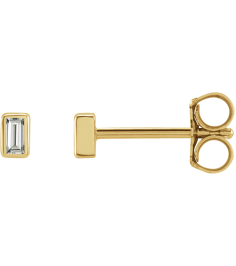 2000410 14K Yellow Set Straight Baguette Natural Diamond Pair 2.5 X 1.5Mm 0.07 Ctw Si2-Si3, Ghi Friction Friction Backs Included Bezel Polished .07 Ctw Natural Diamond Bezel-Set Earrings