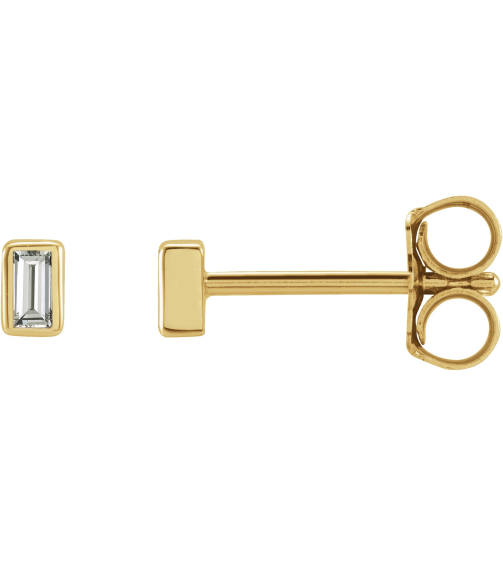 2000410 14K Yellow Set Straight Baguette Natural Diamond Pair 2.5 X 1.5Mm 0.07 Ctw Si2-Si3, Ghi Friction Friction Backs Included Bezel Polished .07 Ctw Natural Diamond Bezel-Set Earrings
