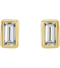 2000410 14K Yellow Set Straight Baguette Natural Diamond Pair 2.5 X 1.5Mm 0.07 Ctw Si2-Si3, Ghi Friction Friction Backs Included Bezel Polished .07 Ctw Natural Diamond Bezel-Set Earrings
