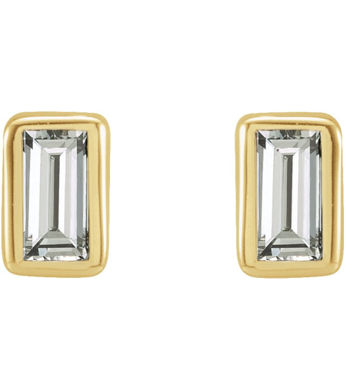 2000410 14K Yellow Set Straight Baguette Natural Diamond Pair 2.5 X 1.5Mm 0.07 Ctw Si2-Si3, Ghi Friction Friction Backs Included Bezel Polished .07 Ctw Natural Diamond Bezel-Set Earrings