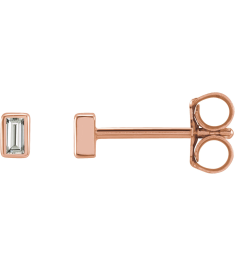 2000410 14K Rose Set Straight Baguette Natural Diamond Pair 2.5 X 1.5Mm 0.07 Ctw Si2-Si3, Ghi Friction Friction Backs Included Bezel Polished .07 Ctw Natural Diamond Bezel-Set Earrings