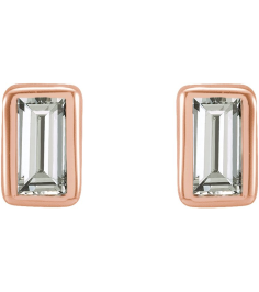2000410 14K Rose Set Straight Baguette Natural Diamond Pair 2.5 X 1.5Mm 0.07 Ctw Si2-Si3, Ghi Friction Friction Backs Included Bezel Polished .07 Ctw Natural Diamond Bezel-Set Earrings