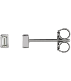 2000410 Platinum Set Straight Baguette Natural Diamond Pair 2.5 X 1.5Mm 0.07 Ctw Si2-Si3, Ghi Friction Friction Backs Included Bezel Polished .07 Ctw Natural Diamond Bezel-Set Earrings