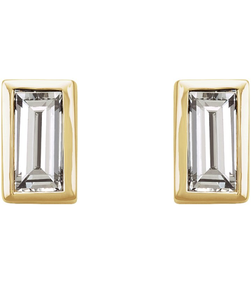 2000410 14K Yellow Set Straight Baguette Natural Diamond Pair 3 X 1.5Mm 0.08 Ctw Si2-Si3, Ghi Friction Friction Backs Included Bezel Polished .08 Ctw Natural Diamond Bezel-Set Earrings