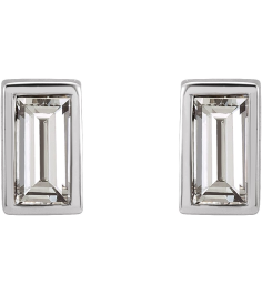 2000410 14K White Set Straight Baguette Natural Diamond Pair 3.5 X 1.75Mm 18 Ctw Si2-Si3, Ghi Friction Friction Backs Included Bezel Polished 18 Ctw Natural Diamond Bezel-Set Earrings