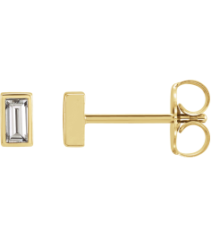 2000410 14K Yellow Set Straight Baguette Natural Diamond Pair 3.5 X 1.75Mm 18 Ctw Si2-Si3, Ghi Friction Friction Backs Included Bezel Polished 18 Ctw Natural Diamond Bezel-Set Earrings