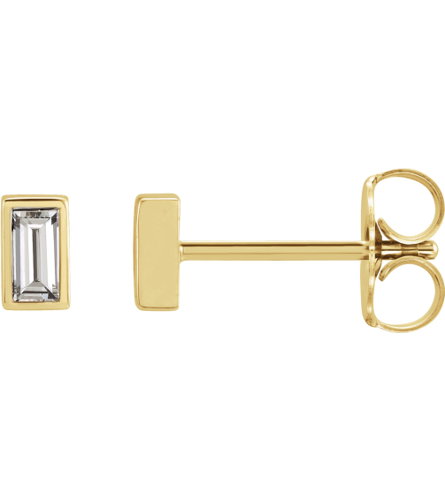 2000410 14K Yellow Set Straight Baguette Natural Diamond Pair 3.5 X 1.75Mm 18 Ctw Si2-Si3, Ghi Friction Friction Backs Included Bezel Polished 18 Ctw Natural Diamond Bezel-Set Earrings