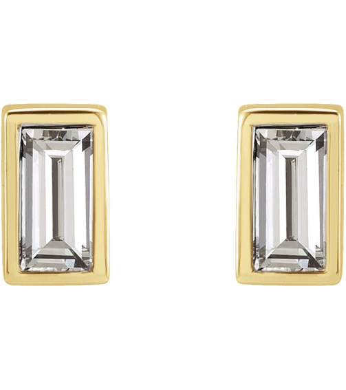 2000410 14K Yellow Set Straight Baguette Natural Diamond Pair 3.5 X 1.75Mm 18 Ctw Si2-Si3, Ghi Friction Friction Backs Included Bezel Polished 18 Ctw Natural Diamond Bezel-Set Earrings