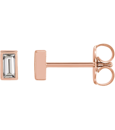 2000410 14K Rose Set Straight Baguette Natural Diamond Pair 3.5 X 1.75Mm 18 Ctw Si2-Si3, Ghi Friction Friction Backs Included Bezel Polished 18 Ctw Natural Diamond Bezel-Set Earrings