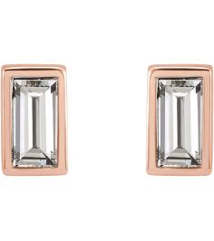 2000410 14K Rose Set Straight Baguette Natural Diamond Pair 3.5 X 1.75Mm 18 Ctw Si2-Si3, Ghi Friction Friction Backs Included Bezel Polished 18 Ctw Natural Diamond Bezel-Set Earrings
