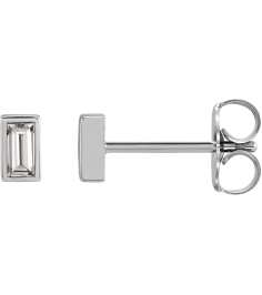 2000410 Platinum Set Straight Baguette Natural Diamond Pair 3.5 X 1.75Mm 18 Ctw Si2-Si3, Ghi Friction Friction Backs Included Bezel Polished 18 Ctw Natural Diamond Bezel-Set Earrings