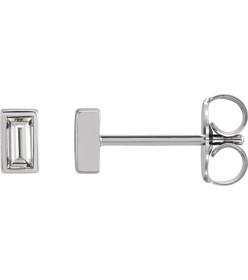 2000410 Platinum Set Straight Baguette Natural Diamond Pair 3.5 X 1.75Mm 18 Ctw Si2-Si3, Ghi Friction Friction Backs Included Bezel Polished 18 Ctw Natural Diamond Bezel-Set Earrings