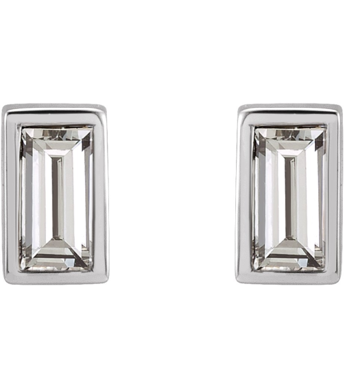 2000410 Platinum Set Straight Baguette Natural Diamond Pair 3.5 X 1.75Mm 18 Ctw Si2-Si3, Ghi Friction Friction Backs Included Bezel Polished 18 Ctw Natural Diamond Bezel-Set Earrings