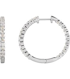 653631 Earring Unset 14K White 19.3 Mm 2.2 Mm Round 2.1Mm 1 Ctw Pair Hinged Polished Inside-Outside Hoop Earring Mountings
