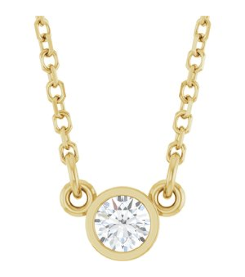 61134 Necklace Set 14K Yellow Round Stuller Lab-Grown Moissanite 3 Mm 18 In Polished Moissanite Solitaire Necklace