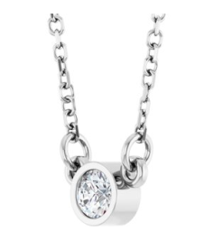 61134 Necklace Set Platinum Round Stuller Lab-Grown Moissanite 3 Mm 18 In Polished Moissanite Solitaire Necklace