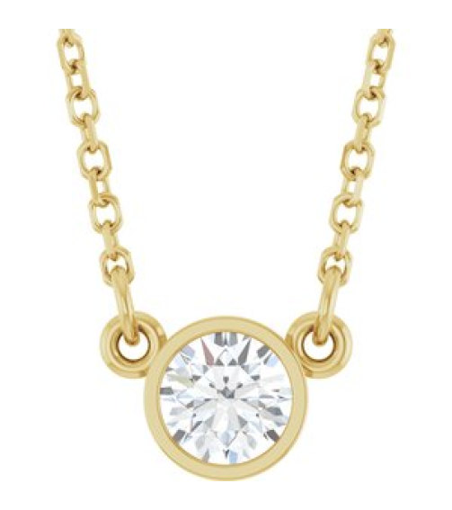 61134 Necklace Set 14K Yellow Round Stuller Lab-Grown Moissanite 4 Mm 18 In Polished Moissanite Solitaire Necklace