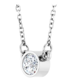61134 Necklace Set Platinum Round Stuller Lab-Grown Moissanite 4 Mm 18 In Polished Moissanite Solitaire Necklace