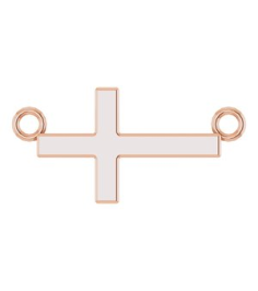 R45323 Necklace 14K Rose 12 X 5.9 Mm 16-18 In Polished Sideways Cross Necklace