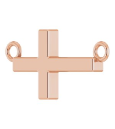 R45323 Necklace 14K Rose 12 X 5.9 Mm 16-18 In Polished Sideways Cross Necklace