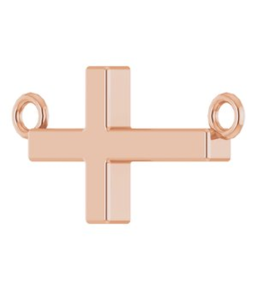 R45323 Necklace 14K Rose 12 X 5.9 Mm 16-18 In Polished Sideways Cross Necklace
