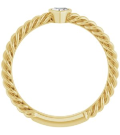 124545 Ring Set 14K Yellow Natural Diamond Heart 3.5 X 3.2 Mm Polished 16 Ct Natural Diamond Bezel-Set Stackable Rope Ring