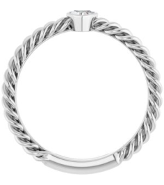 124545 Ring Set 14K White Natural Diamond Heart 3.5 X 3.2 Mm Polished 16 Ct Natural Diamond Bezel-Set Stackable Rope Ring