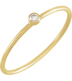 653716 Ring Set 14K Yellow 6 Natural Diamond Round 2 Mm Si1, G+ 0.03 Ct Polished .03 Ct Natural Diamond Stackable Ring