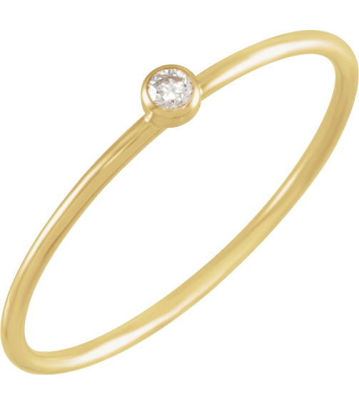 653716 Ring Set 14K Yellow 9 Natural Diamond Round 2 Mm Si1, G+ 0.03 Ct Polished .03 Ct Natural Diamond Stackable Ring