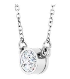 61134 Necklace Set 14K White Round Natural Diamond 4.5Mm 13 Ct I1, G-H 18 In Polished 13 Ct Natural Diamond Solitaire Necklace