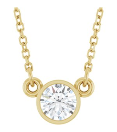 61134 Necklace Set 14K Yellow Round Natural Diamond 4.5Mm 13 Ct I1, G-H 18 In Polished 13 Ct Natural Diamond Solitaire Necklace
