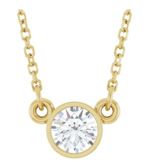 61134 Necklace Set 14K Yellow Round Natural Diamond 4.5Mm 13 Ct I1, G-H 18 In Polished 13 Ct Natural Diamond Solitaire Necklace