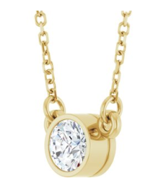 61134 Necklace Set 14K Yellow Round Natural Diamond 4.5Mm 13 Ct I1, G-H 18 In Polished 13 Ct Natural Diamond Solitaire Necklace