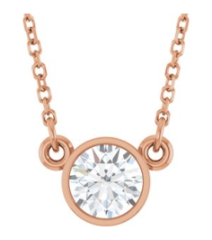 61134 Necklace Set 14K Rose Round Natural Diamond 5.2Mm 12 Ct I1, G-H 18 In Polished 12 Ct Natural Diamond Solitaire Necklace