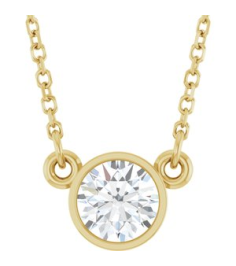 61134 Necklace Set 14K Yellow Round Natural Diamond 5.2Mm 12 Ct I1, G-H 18 In Polished 12 Ct Natural Diamond Solitaire Necklace