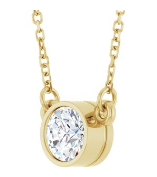 61134 Necklace Set 14K Yellow Round Natural Diamond 5.2Mm 12 Ct I1, G-H 18 In Polished 12 Ct Natural Diamond Solitaire Necklace