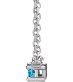 87521 Necklace Set 14K White Straight Baguette Natural Swiss Blue Topaz 4 X 2 Mm 18 In Polished Natural Swiss Blue Topaz 4-Prong Solitaire Necklace