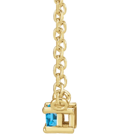 87521 Necklace Set 14K Yellow Straight Baguette Natural Swiss Blue Topaz 4 X 2 Mm 18 In Polished Natural Swiss Blue Topaz 4-Prong Solitaire Necklace