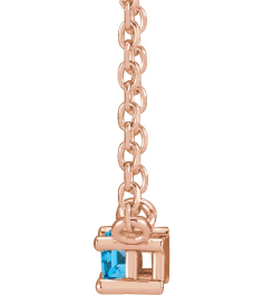 87521 Necklace Set 14K Rose Straight Baguette Natural Swiss Blue Topaz 4 X 2 Mm 18 In Polished Natural Swiss Blue Topaz 4-Prong Solitaire Necklace