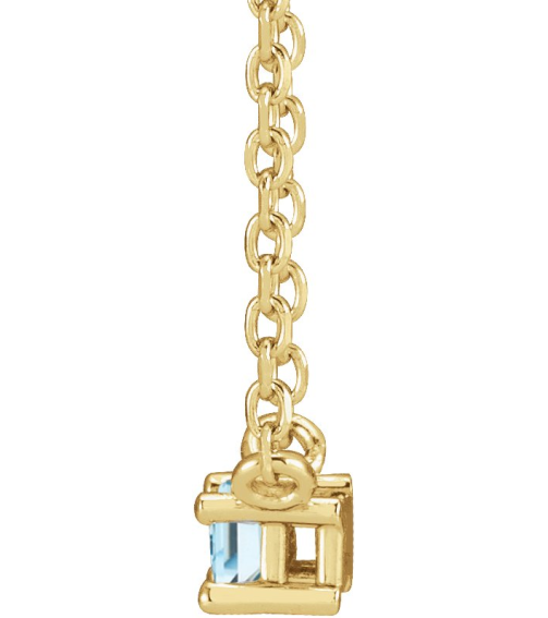 87521 Necklace Set 14K Yellow Straight Baguette Natural Sky Blue Topaz 4 X 2 Mm 18 In Polished Natural Sky Blue Topaz 4-Prong Solitaire Necklace