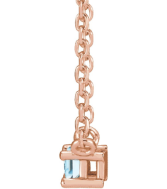 87521 Necklace Set 14K Rose Straight Baguette Natural Sky Blue Topaz 4 X 2 Mm 18 In Polished Natural Sky Blue Topaz 4-Prong Solitaire Necklace