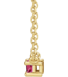 87521 Necklace Set 14K Yellow Straight Baguette Natural Pink Tourmaline 4 X 2 Mm 18 In Polished Natural Pink Tourmaline 4-Prong Solitaire Necklace