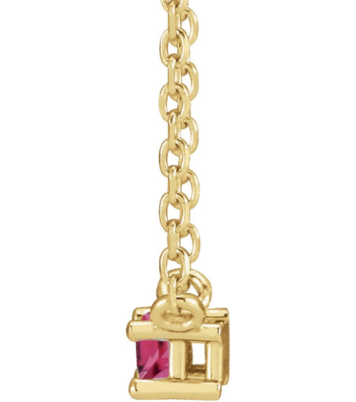 87521 Necklace Set 14K Yellow Straight Baguette Natural Pink Tourmaline 4 X 2 Mm 18 In Polished Natural Pink Tourmaline 4-Prong Solitaire Necklace