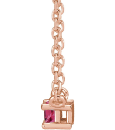 87521 Necklace Set 14K Rose Straight Baguette Natural Pink Tourmaline 4 X 2 Mm 18 In Polished Natural Pink Tourmaline 4-Prong Solitaire Necklace