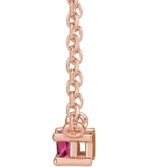 87521 Necklace Set 14K Rose Straight Baguette Natural Pink Tourmaline 4 X 2 Mm 18 In Polished Natural Pink Tourmaline 4-Prong Solitaire Necklace