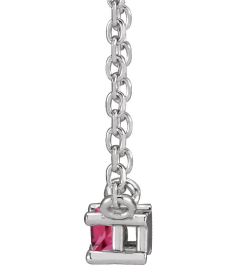 87521 Necklace Set Sterling Silver Straight Baguette Natural Pink Tourmaline 4 X 2 Mm 18 In Polished Natural Pink Tourmaline 4-Prong Solitaire Necklace
