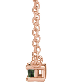 87521 Necklace Set 14K Rose Straight Baguette Natural Green Tourmaline 4 X 2 Mm 18 In Polished Natural Green Tourmaline 4-Prong Solitaire Necklace