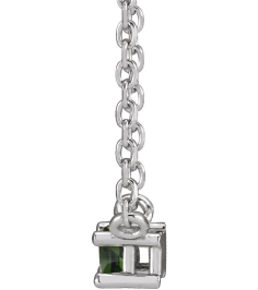 87521 Necklace Set Platinum Straight Baguette Natural Green Tourmaline 4 X 2 Mm 18 In Polished Natural Green Tourmaline 4-Prong Solitaire Necklace
