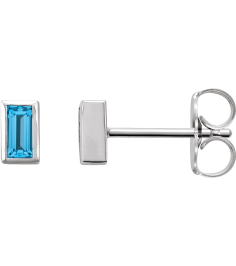 2000410 Platinum Set Straight Baguette Natural Swiss Blue Topaz Pair 4 X 2 Mm Friction Friction Backs Included Bezel Polished Natural Swiss Blue Topaz Bezel-Set Earrings